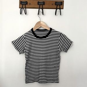 BRANDY MELVILLE navy and white striped cropped tee